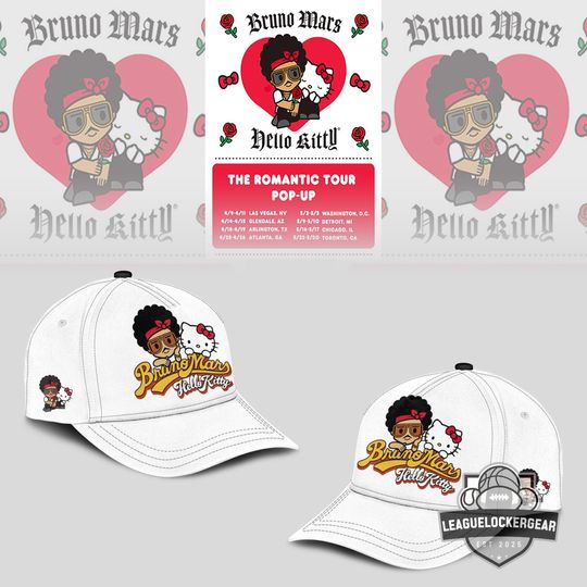 Bruno Mars x Hello Kitty The Romantic Tour 2026 Baseball cap AOP
