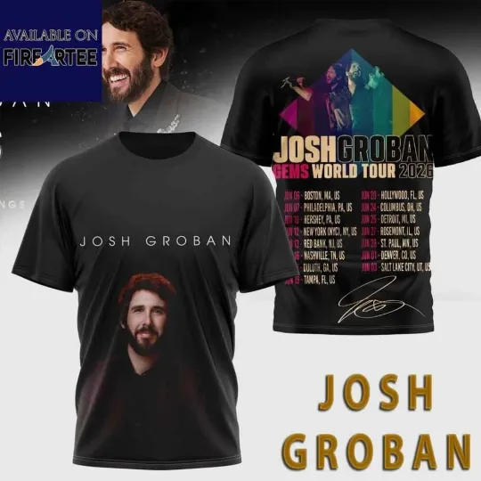 Discover Josh Groban Gems World Tour 2026 3D T-Shirt