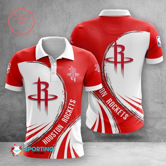 Discover Houston Rocketss Red White Polo Shirt V8