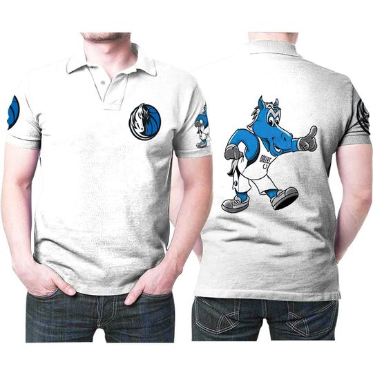 Discover Dallas Maverickss White Classic Mascot For Fans Polo Shirt