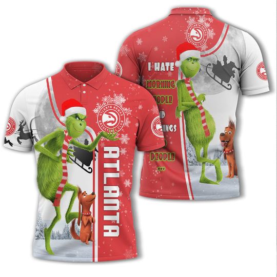 Discover Atlanta Hawkss Red White The funny character Ugly Christmas Polo Shirt