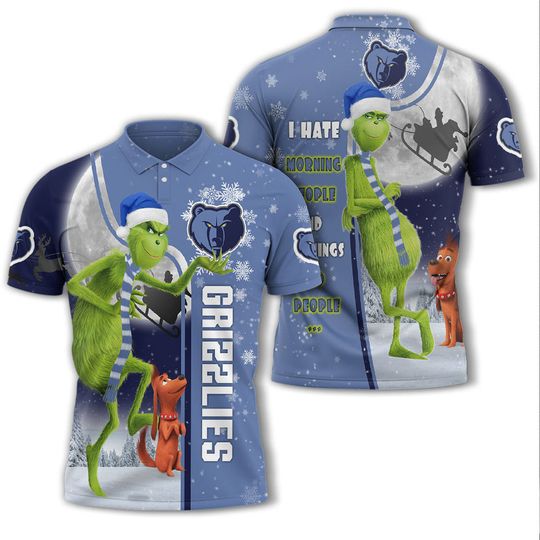 Discover Memphis Grizzliess Blue Black The funny character Ugly Christmas Polo Shirt