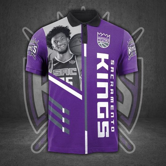 Discover Sacramento Kingss Marvin Bagley Purple Polo Shirt