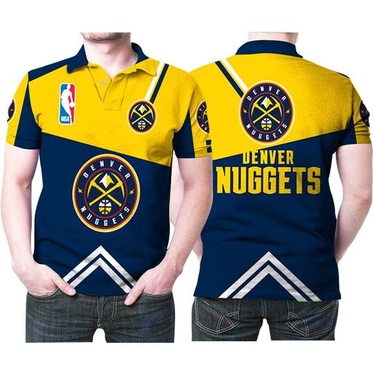 Discover Denver Nuggetss Yellow Blue Polo Shirt