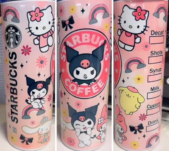 Discover Pink Kuromi Hello Kitty Starbucks 20oz Tumbler with Lid and Straw