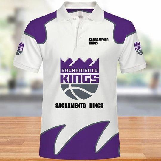 Discover Sacramento Kingss White Purple Polo Shirt V2