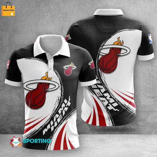 Discover Miami Heats Black White Polo Shirt V5