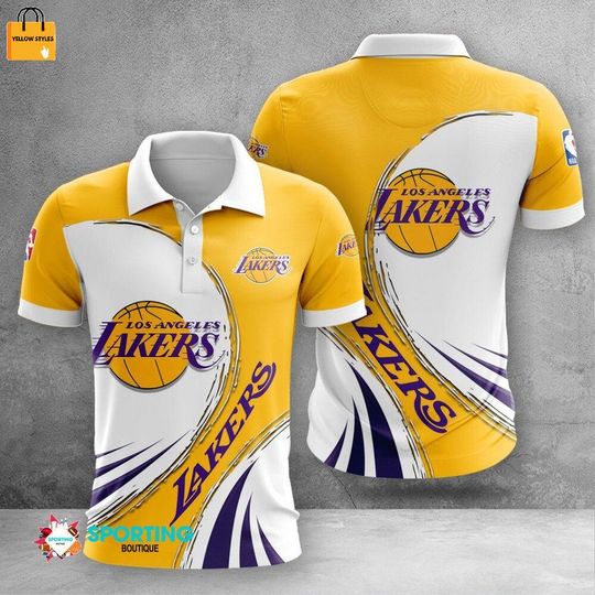 Discover Los Angeles Lakerss Golden White Polo Shirt V6