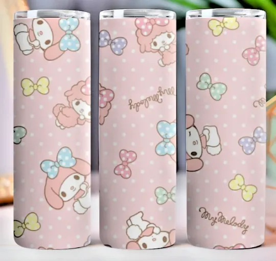Discover Sanrio My Melody Kuromi 20 oz Tumbler 20oz Skinny Cup Mug   Lid w/ Straw