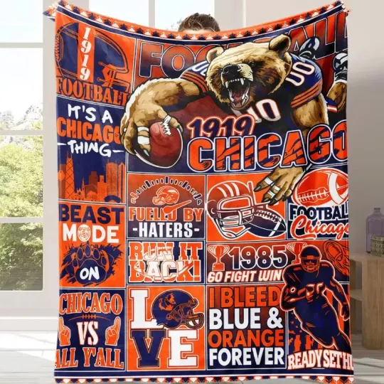 Discover Bear Down Fleece Blanket - Retro Football Fan Gift Flannel Throw Cozy All Season