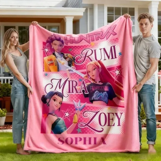 Discover Personalized Demon Anime Fleece Blanket Soft Cozy Throw