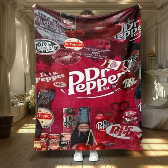 Discover Beverage Print Flannel Throw Blanket, Warm Lightweight for Home, Office, Camping