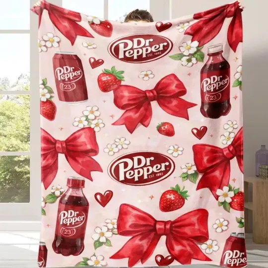 Discover Sweet Soda Love Bows Hearts Fleece Throw Blanket
