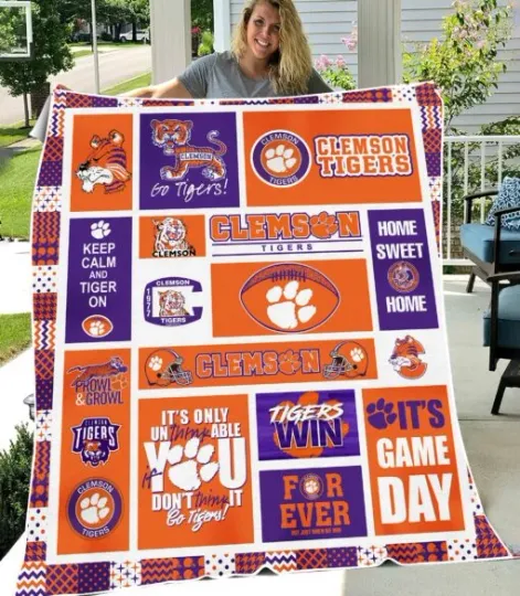Discover Orange Purple Tiger Spirit Fleece Blanket for College Fans