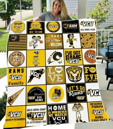 Discover Ram Spirit Black Gold Fleece Blanket Stadium Gift