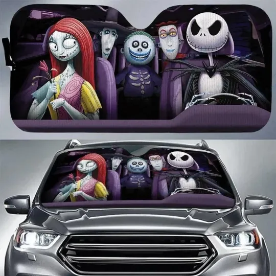 Jack Skellington Nightmare Before Christmas Print Auto Sun Shade