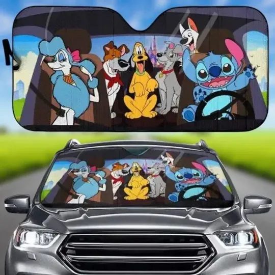 Discover Stitch Friends Car Sunshade, Stitch Car Decoration Auto Sun Shade