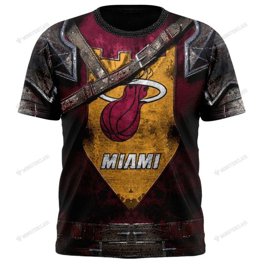 Discover NBA Miami Heat Custom Name Number Warrior Armor T-Shirt