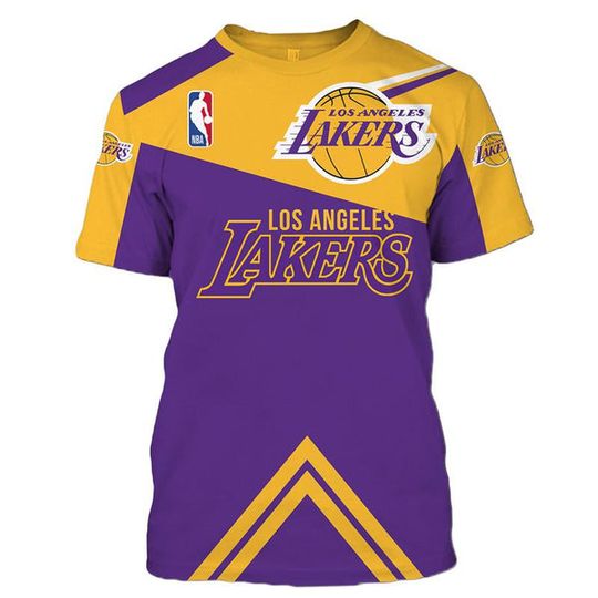 Discover NBA Los Angeles Lakers Purple Golden T-Shirt V7