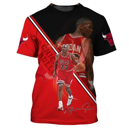 Discover NBA Chicago Bulls Michael Jordan Black Red T-Shirt