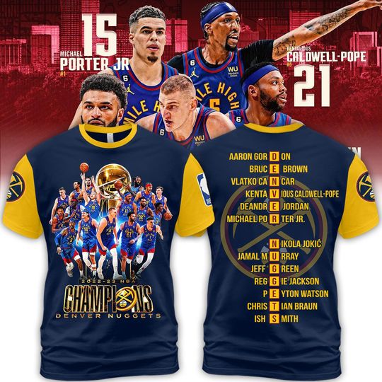 Discover NBA Denver Nuggets Navy 2023 Champions T-Shirt