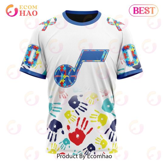 Discover NBA Utah Jazz Custom Name Number Autism Awareness T-Shirt