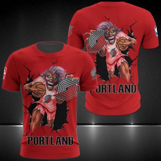 Discover NBA Portland Trail Blazers Red Zombie Scratch T-Shirt
