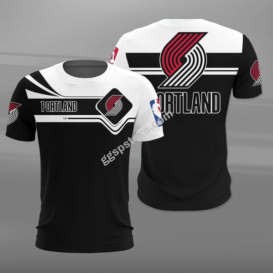 Discover NBA Portland Trail Blazers Black White T-Shirt