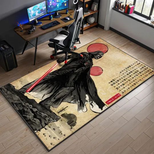 Discover Star Wars Rug Darth Vader Ukiyo-e Style Japanese Art Gamer Room Carpet