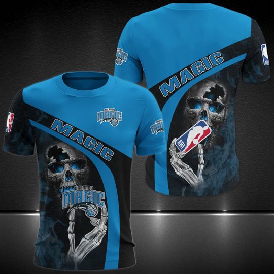 Discover NBA Orlando Magic Blue Black Skull T-Shirt