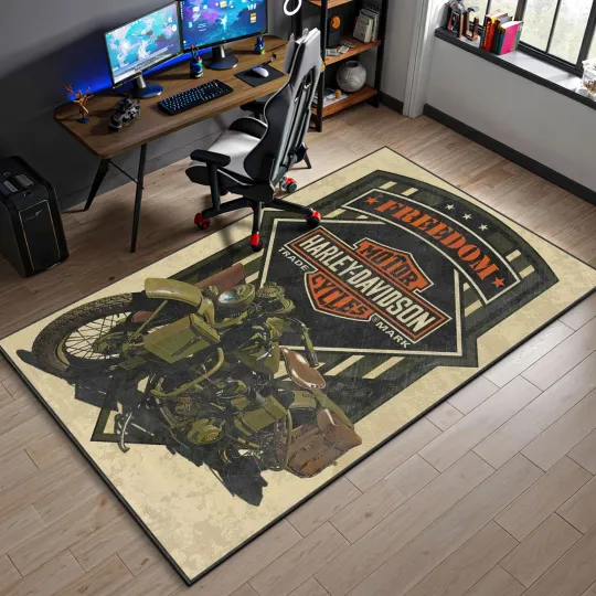 Discover davidson Motorcycle Rug – Vintage Garage Decor for Biker Themed Rooms