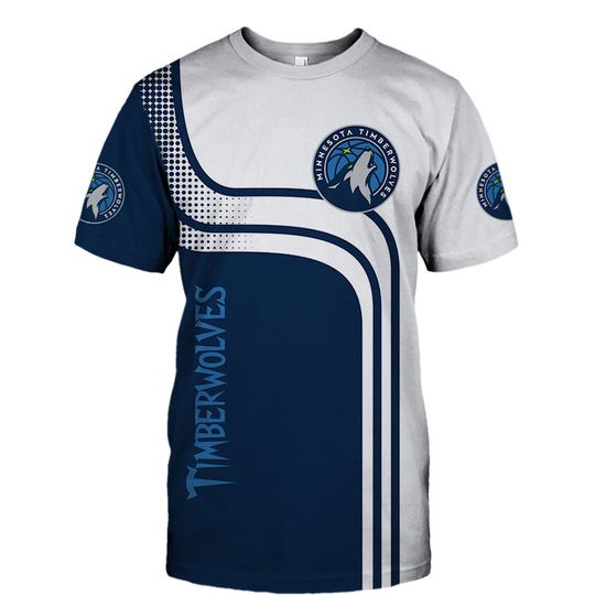 Discover NBA Minnesota Timberwolves White Blue Curves T-Shirt
