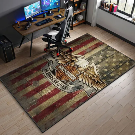 Discover davidson Eagle Rug – American Flag Biker Carpet for Garage or Mancave