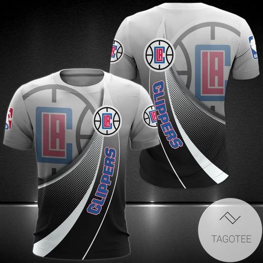 Discover NBA Los Angeles Clippers Black White Gradient Curves T-Shirt