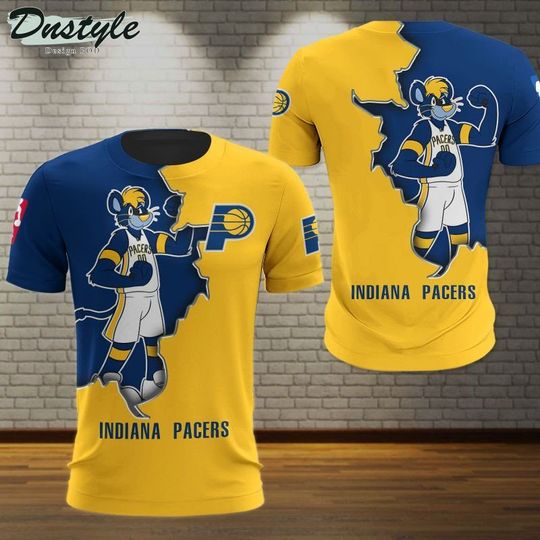 Discover NBA Indiana Pacers Blue Gold Mascot Scratch T-Shirt
