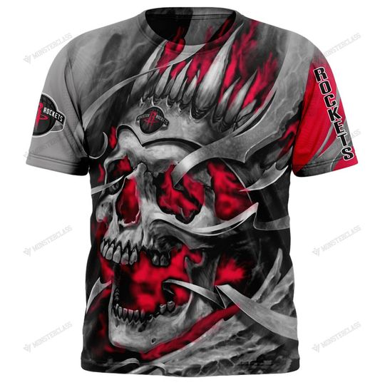 Discover NBA Houston Rockets Custom Name Number Skull T-Shirt
