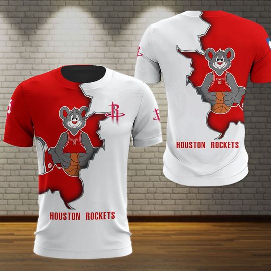 Discover NBA Houston Rockets Red White Mascot T-Shirt