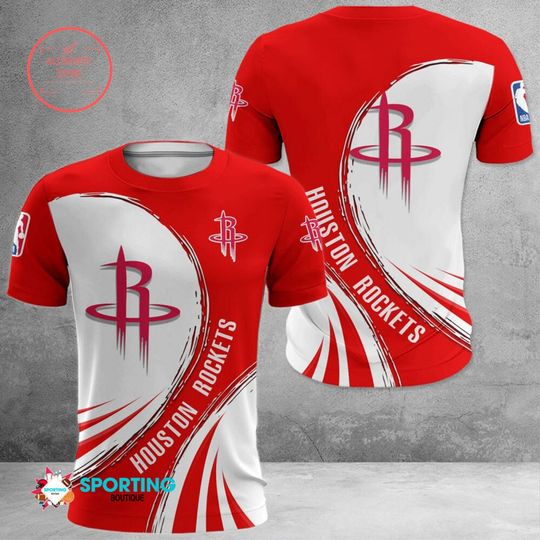 Discover NBA Houston Rockets Red White T-Shirt V8