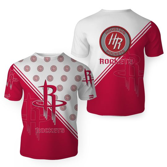 Discover NBA Houston Rockets White Red T-Shirt V4