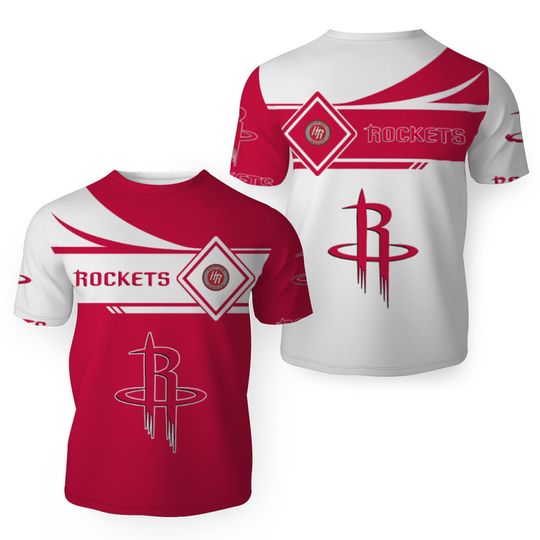 Discover NBA Houston Rockets White Red T-Shirt V3