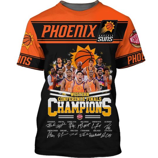 Discover NBA Phoenix Suns Black Orange Western Conference Finals Champions T-Shirt