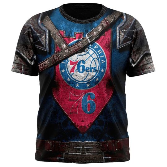 Discover NBA Philadelphia 76ers Custom Name Number Warrior Armor T-Shirt