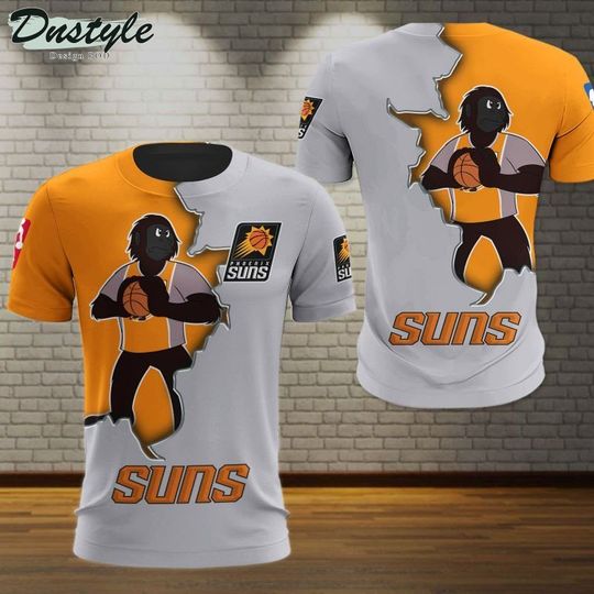 Discover NBA Phoenix Suns White Yellow Mascot Scratch T-Shirt