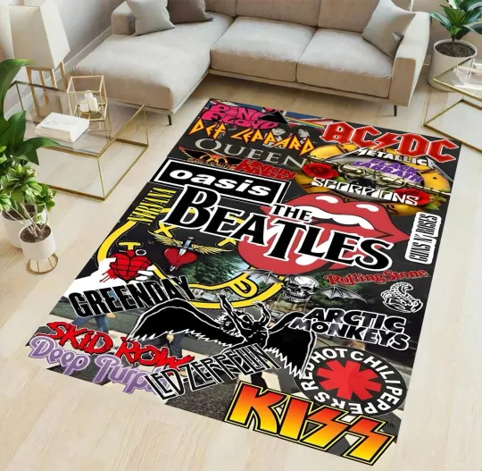 Discover Rock Band Rug,Music Legends Rug,Rock Fame Rug,Queen Rug,Vintage Band Rug