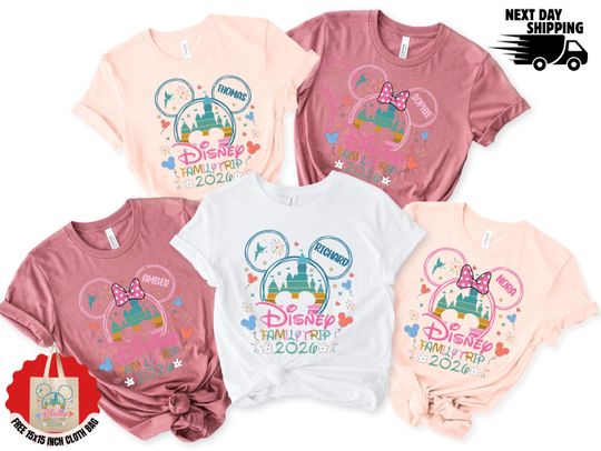 Disney Family Trip Shirt 2026  Custom Name Disney Tee  Mickey Minnie Castle Family Vacation Shirt