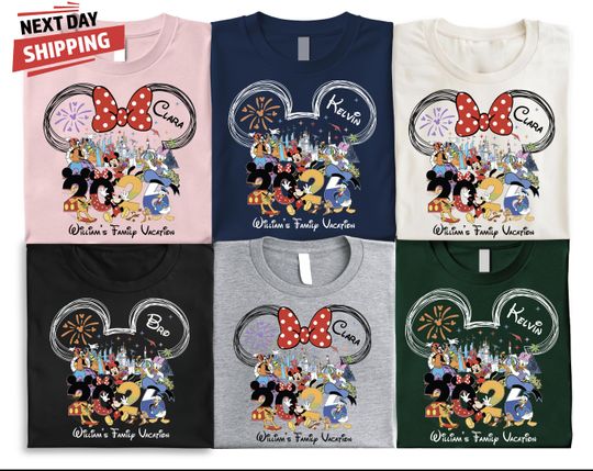 Discover Disney Family 2026 Shirt, Custom Mickey Minnie Ear Name Shirt, Personalized Disney Vacation Family Tee
