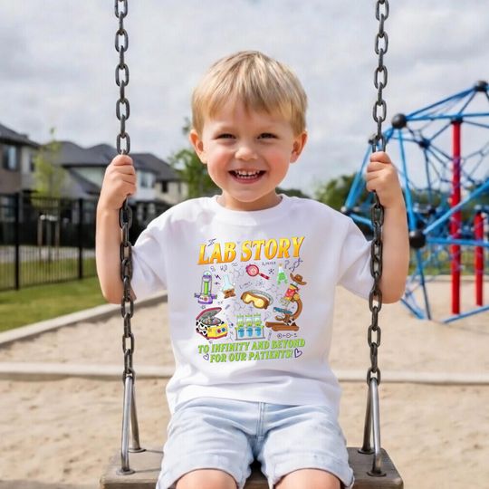 Discover Lab Story Shirt, Medical Laboratory Professional Tee, Funny Scientist Gift, Lab Week 2026 Shirt, To Infinity and Beyond For Our Patients