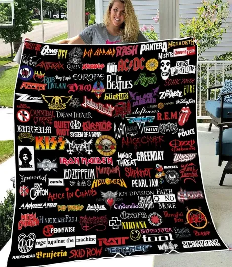 Discover Rock Music Fan Blanket, Guitar Band Fleece Blanket