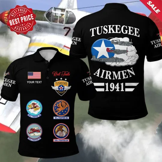 Discover Custom Name Tuskegee Airmen American 1941 US Hero Polo Shirt Men Black