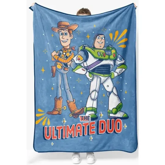Discover Space Cowboy & Astronaut Cartoon Flannel Blanket Kids Cozy Throw